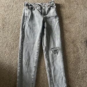 Garage Gray Straight Leg Pants with Distressed Look